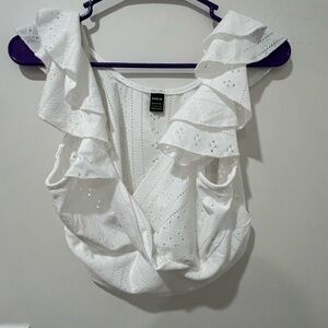 White Eyelet Ruffle Top